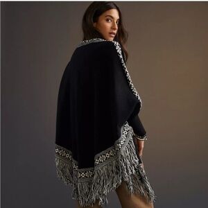 Anthropologie C&V Knit Fringe Poncho